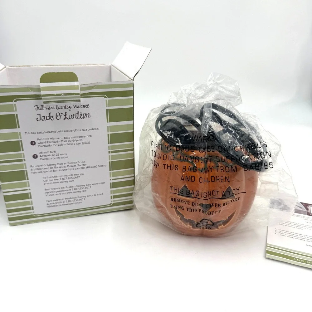 Scentsy Jack O' Lantern Full-Size Wax Warmer Orange Green 2010s Retired Fall